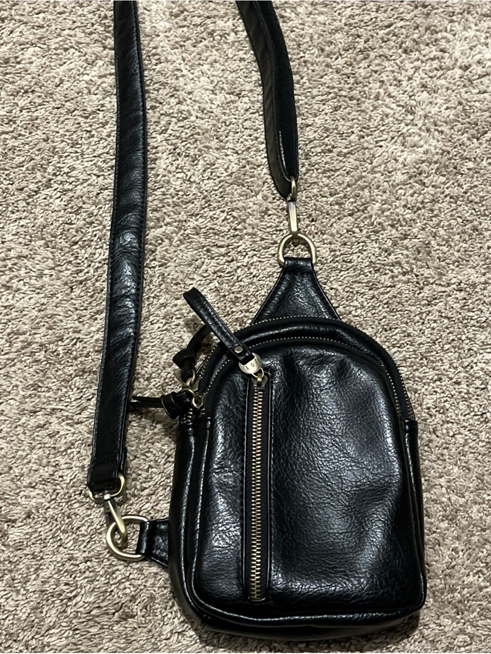 Joy Susan Black Skyler Vegan Leather Crossbody Sling Bag